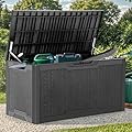 YITAHOME 100 Gallon Large Resin Deck Box Outdoor Storage Boxes for Patio Furniture, Outdoor Cushions, Garden Tools and Pool Supplies-Waterproof,Lockable (Black)