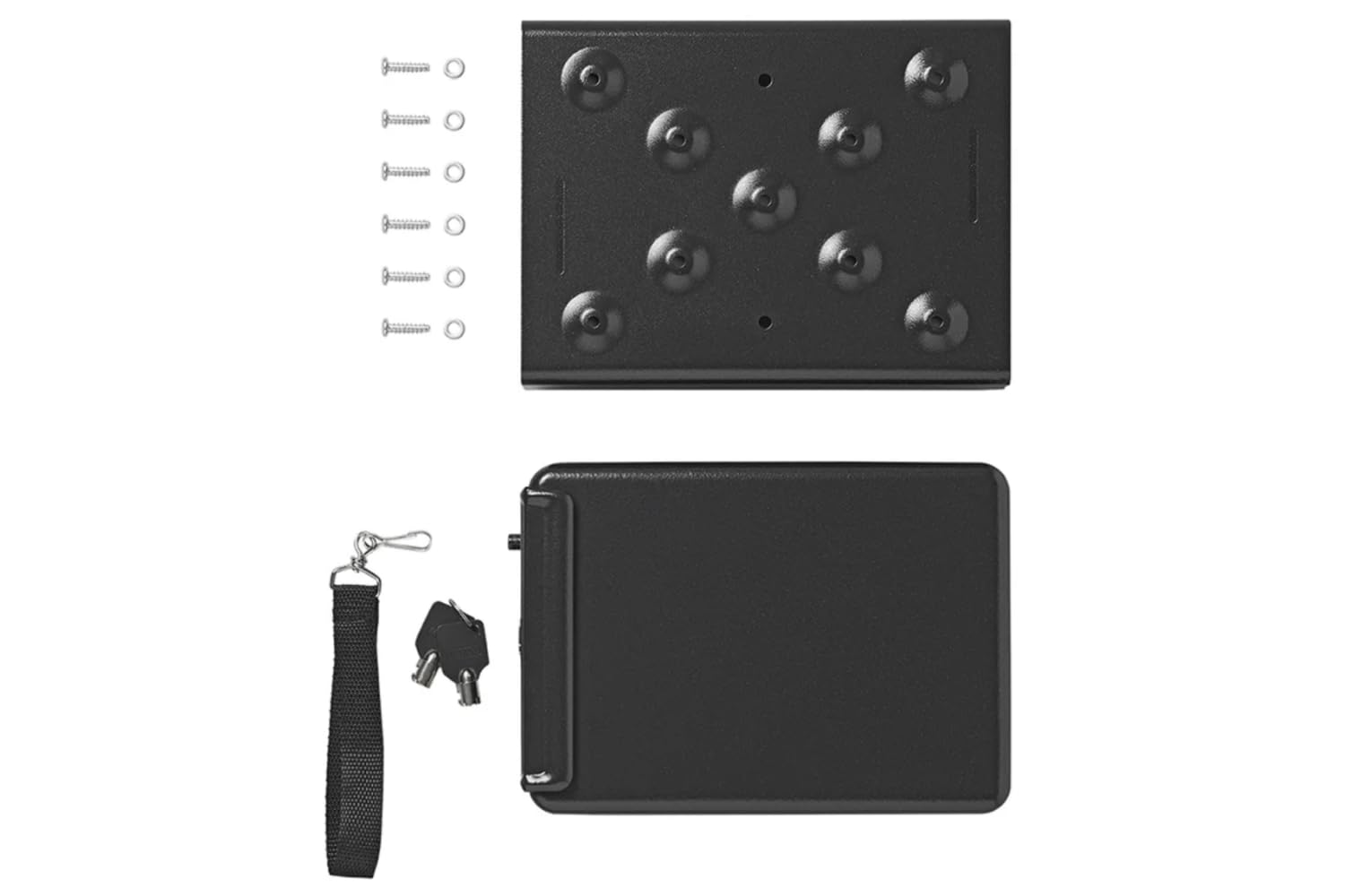 ProPlus Coffre-Fort en Acier 22,5 x 16,5 x 8,5 cm – pour Maison, Caravane et Camping-Car – Support Coulissant Inclus – Noir | Boîtier en acier robuste avec fixation par vis pour sécuriser clés, argent et papiers en camping-car, voiture ou bureau.