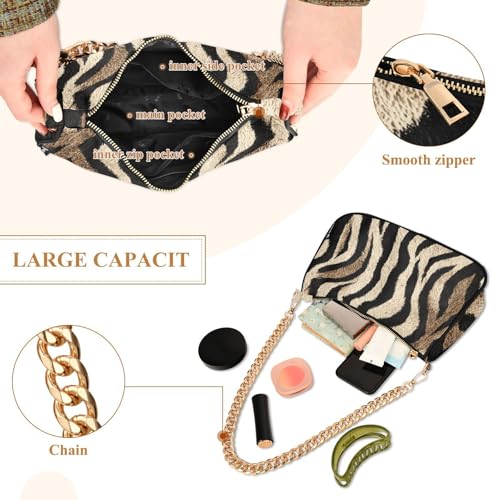 Image of Shoulder Bags for Women Animal Zebra Leopard Cheetah Tiger Print Hobo Tote Handbag Small Clutch Purse with Zipper Closure