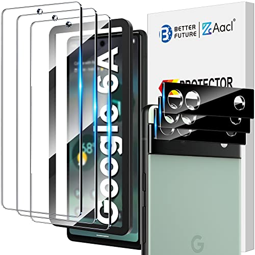 AACL [3+3 Pack] Screen Protector Tempered Glass for Google Pixel 6a 5G 6.1'' [2022] with Camera Lens Protector - [Fingerprint Compatible][Alignment Tool] Pixel 6a (2022-6.1")