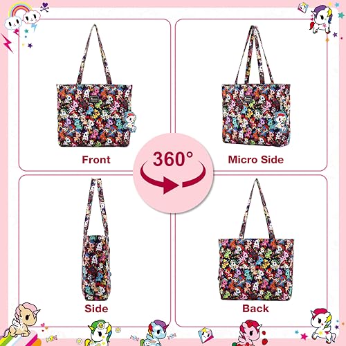 Image of tokidoki Large Tote Bag with Unicorno Keychain Laptop Travel Bag Shoulder Work Tote Weekender Bag Handbag for Women