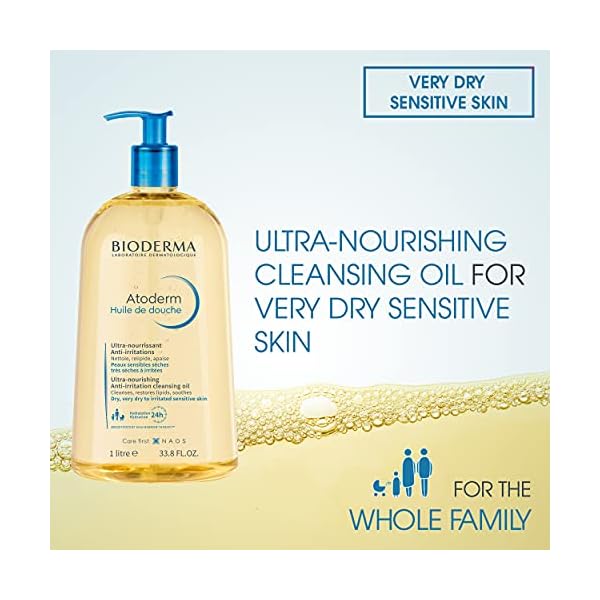 Bioderma - Atoderm - Cleansing Oil For Very Dry Sensitive Skin - Face and Body - Soothes Discomfort - 6.7 Fl Oz (Pack of 1)