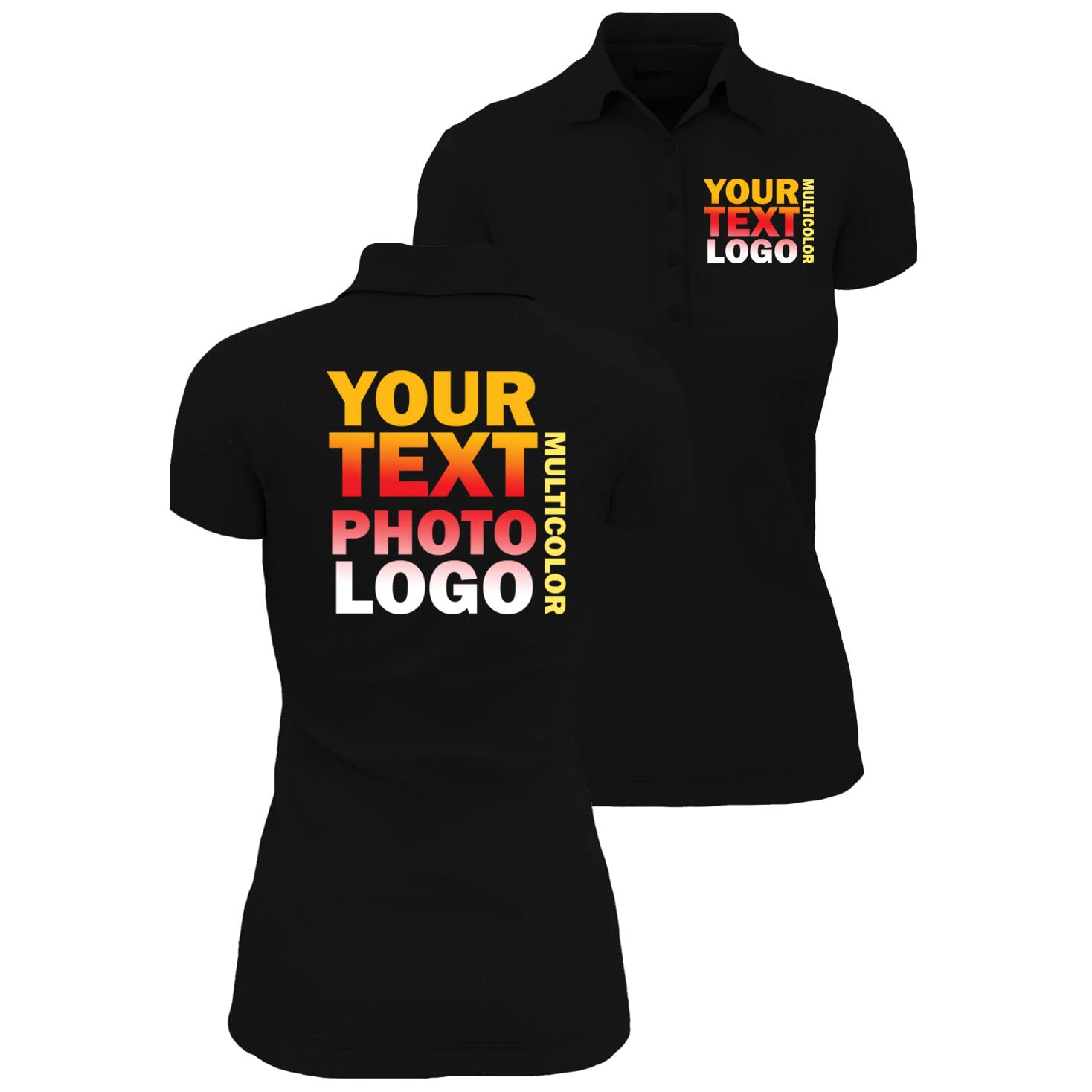 Polo personnalisé pour Femme avec Photo, Logo ou Texte personnalisé, ou Polo Uni avec Boutons Classiques, Coupe régulière, Haut de Travail élégant sans Impression