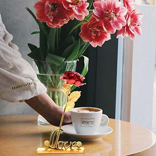 VALICLUD Rosa Eterno Ouro Rosa Real Mergulhado Com Suporte E Caixa de Presente Presente de Flores Ar