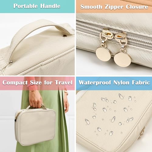 LingLingo Travel Jewelry Organizer Case,Jewelry Bags for Traveling, Jewelry Binder with 24 Pcs Clear Zipper Velvet Pouches for Storing Earrings, Rings, Necklace, Bracelet, Watch (Beige) by LingLingo - Image 7