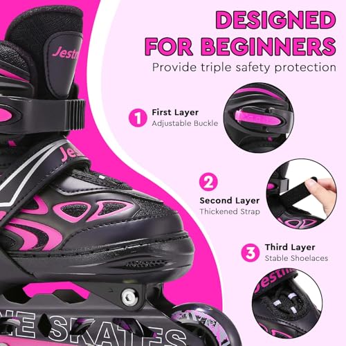Inline Skates Kinder Verstellbar für Damen Mädchen Jungen, Rollschuhe inliner Skates mit Leuchtenden Radern bis zu 4 Größen verstellbar Rollerskates (M (EU 32-36))