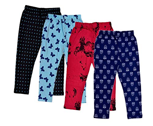 Image of IndiWeaves Girl's Cotton Regular Fit Printed 3 /4th Leggings - Pack of 4 (Multicolor, 8-9 Years)