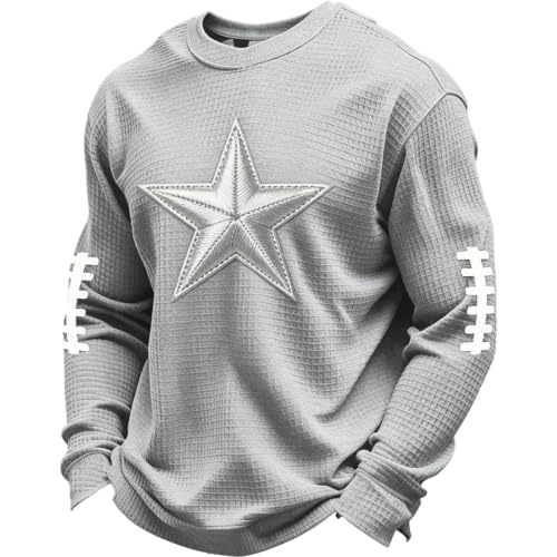 Waffle Knit Game Day Sweatshirt Graphic Crew Neck Sweatshirt for Mens - image 1