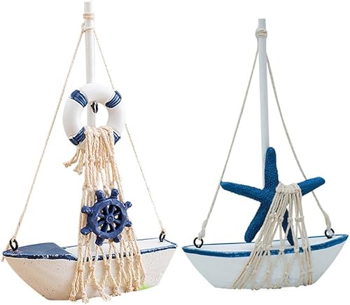 IMIKEYA 2 piezas Mini velero modelo mariposas decorativas para pared Artesanías de madera Decoración del hogar Decoración de vela Decoración náutica