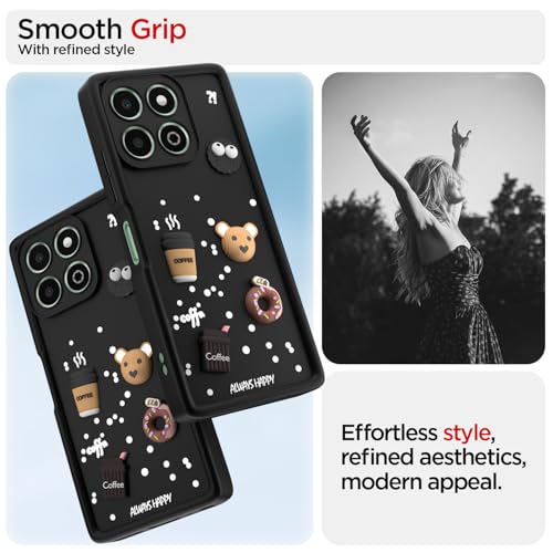 Image of Pikkme Back Cover for Honor X6b | Cute Fun Cartoon 3D Bear Silicone Full Body Protection Bumper Case (Black)