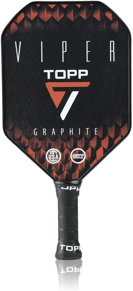 Topp Graphite Pickleball Paddle - Viper Paddle - Honeycomb Polypropylene Core & Cushion Grip