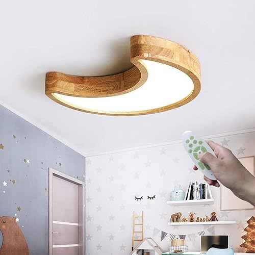 Miniatura 4 de LYZAP Modern Dimmable Moon Ceiling Lamp with Remote ControlWood Children Ceiling Light, Interior Bedroom Living Room Ceiling LightDining Room