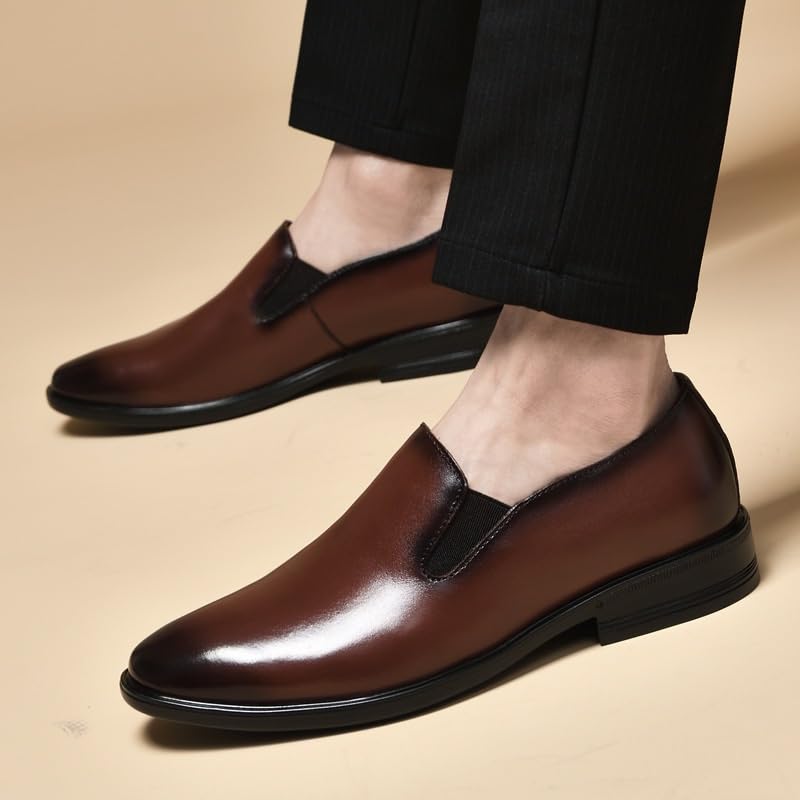 Men's Slip On Wingtip Oxford Shoes Lightweight Formal Leather Shoes Fashion Dress Sneakers Business Casual Derby Shoe for Men(Black,6.5)2