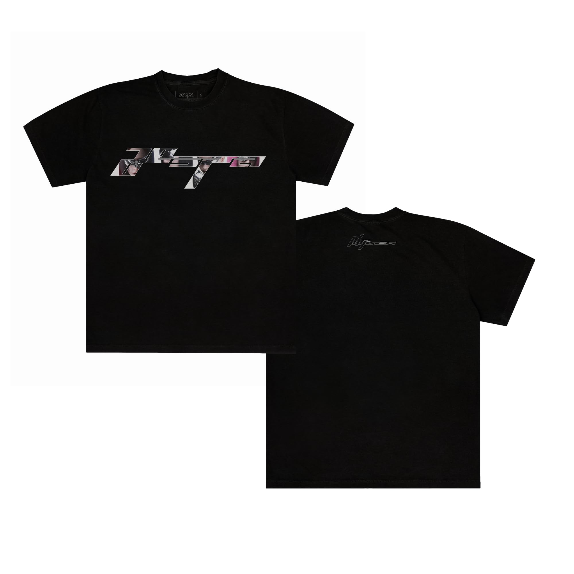 aespa SYNK Parallel LINE World Tour Merch Collection Logo T-Shirt, Black, L/XL
