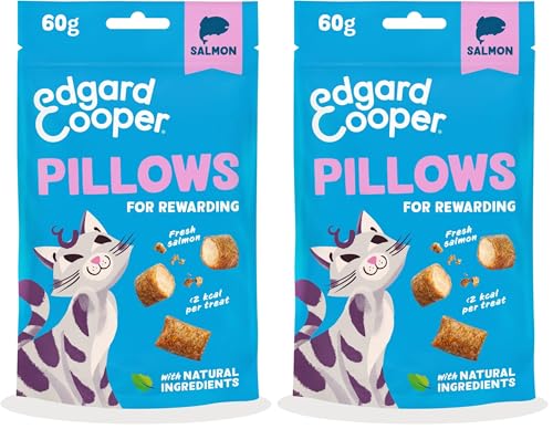 Edgard & Cooper premios Naturales para Gatos, bocaditos de salmón (1x60g), con Carne Fresca, sin Cereales, Menos de 2 kcal por premios, Ingredientes Naturales y sin azúcares añadidos. (Paquete de 2)