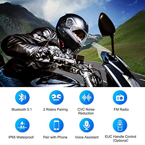 EJEAS Q2 Interfono Moto Bluetooth, Casco Moto