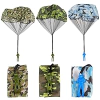 3 SKT Fallschirm Spielzeug Kinder, Tarnung Fallschirmspringer Hand werfen Fallschirm Outdoor Flugspielzeug Geschenk für Kinder, Wurf Parachute Spiele für Draußen