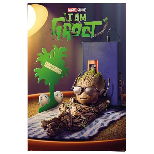 Grupo Erik Poster Marvel Groot get your groot on   Poster Groot   Laminas decorativas 61x91,5cm a todo color | Posters para pared ideal decoración habitación Marvel regalos
