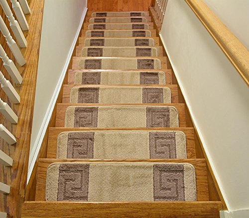 Millenium Stair Tread Treads Greek Key Design Indoor Skid Slip Resistant Carpet Stair Tread Treads Greek Key Design Machine Washable 8 ยฝ inch x 30 inch (Set of 13, Meander Beige) Millenium Stair Tread Treads Greek Key Design Indoor Skid Slip Resistant Carpet Stair Tread Treads Greek Key Design Machine Washable 8 ยฝ inch x 30 inch (Set of 13, Meander Beige)