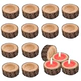 12 Stück Teelichthalter Holz, Kerzenständer Vintage Kerzenhalter Holz Teelicht Weihnachten Kerzen Deko Wooden Candle Holder Tischdekoration für Hochzeite, Valentinstag