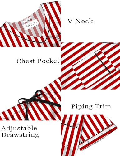 Image of Ekouaer Silk Pajama for Women Short Sleeve Satin Pj Set Two Piece Soft Sleepwear Loungewear S-XXL