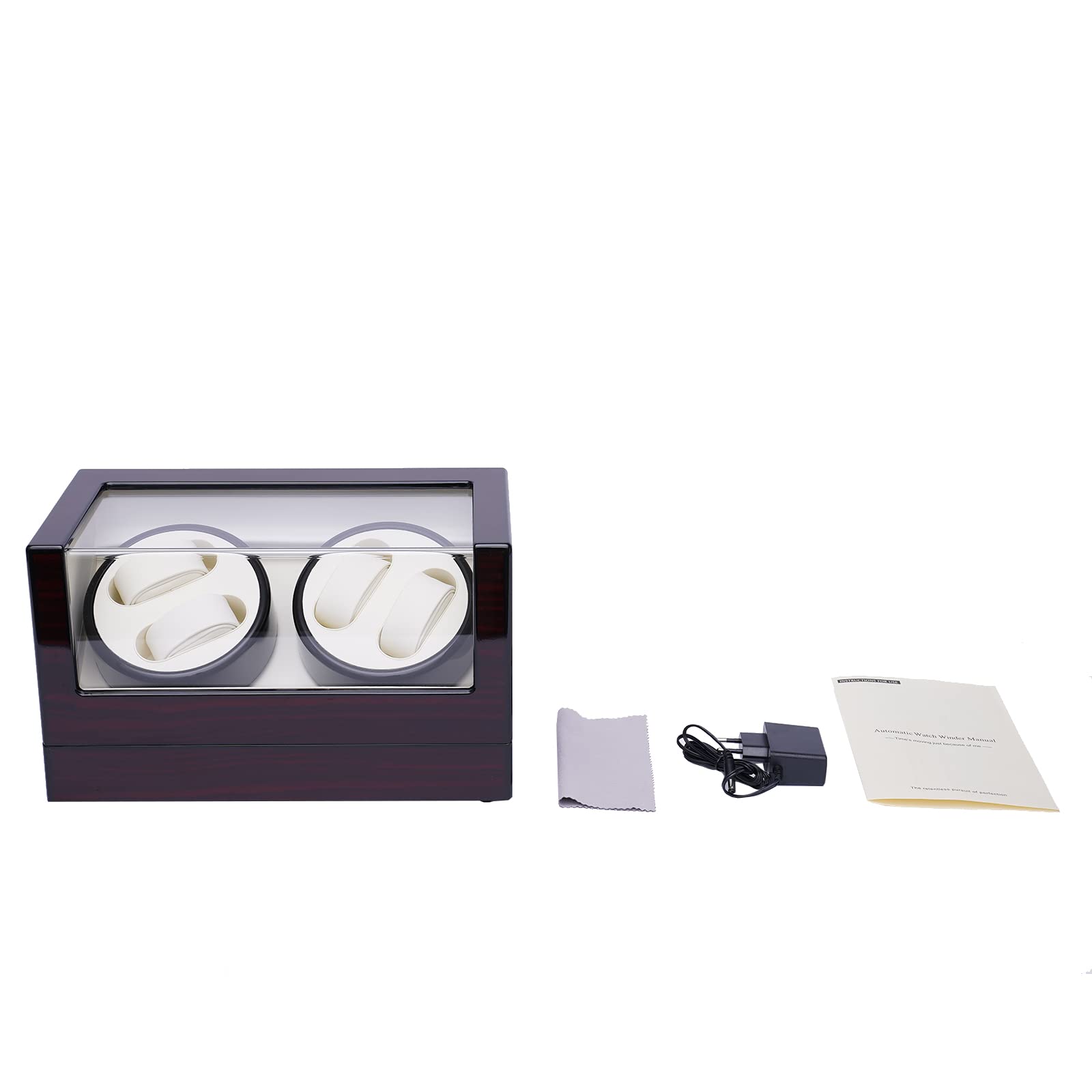 OUKANING Automatische Uhrenbeweger Box Für 4+0/4+6 Uhren, Lackbackverfahren, Automatik Uhrenbox Aus Samtstoff+Mittelfaserplatte, Mit Leisem Motor, Display Box Geschenk