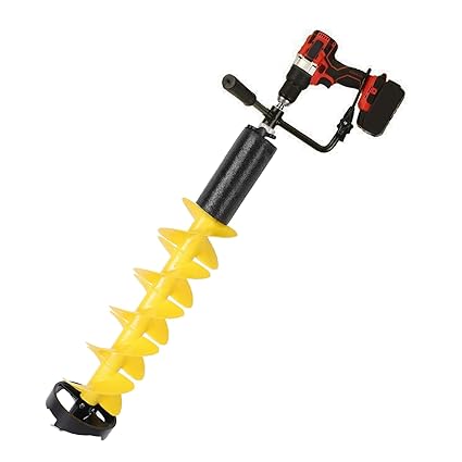 XHTLLO 6-Inch Diameter 28-Inch Length Auger Drill Bit, Electric Ice Fishing Auger Drill Bit with Floating Device, Carbide Blade, Ice Drill Auger for Ice Fishing, Universal Adapter