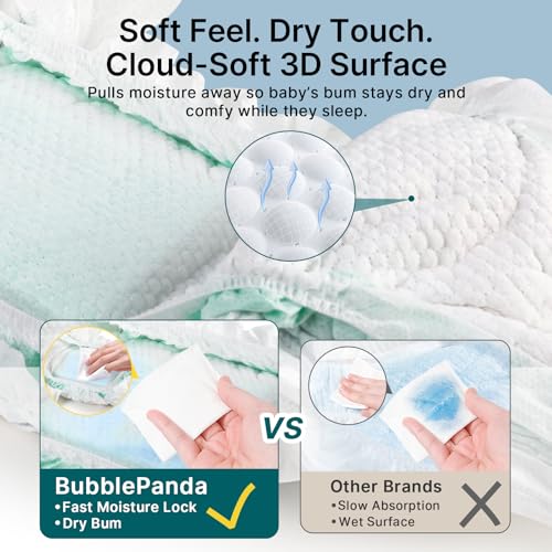 Image of BubblePanda Overnight Diapers Baby Diaper Nighttime Protection Size 7 | Diapers Nighttime Protection with Dual Absorbent Core, Wider Absorbent Zone, Leak Proof Soft Surface, Disposable (Count 60)