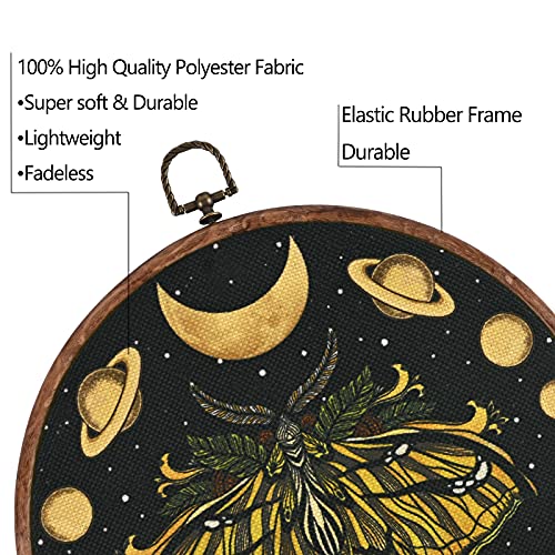 3 Pcs Moon Prints Wall Art, Moth Canvas Prints Flower Vines Painting Artwork Floral Butterfly Prints Decor Wall Hanging For Bedroom, Hall, Living Room (Rubber Frame, 9.8 Inches) #TOP4