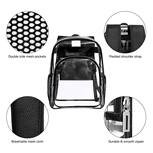 HEEYA Clear Backpack Heavy Duty Transparent Backpack for Security, Sports, Work, Travel, Stadium