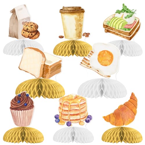 Cheereveal Brunch Themed Party Decorations, 8pcs Breakfast Food Honeycomb...