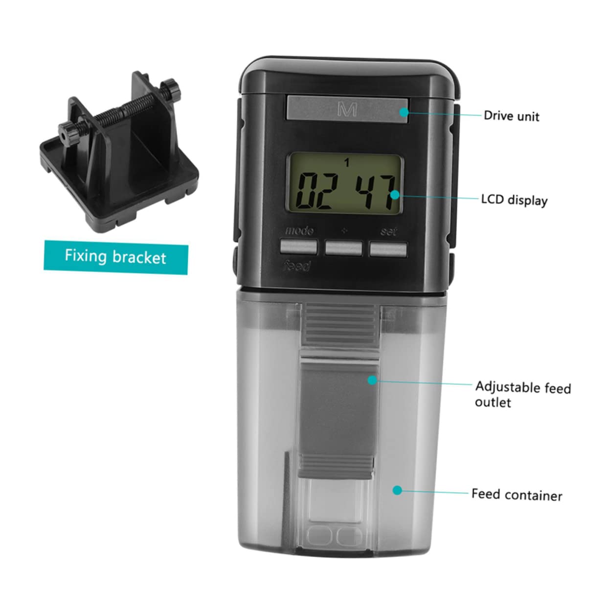 Milisten Automatischer Fütterung Fischfutterautomat mit für Automatische Verstellbarem Aquarium für Elektrischer Futterauslass und 75ml Kapazität im Urlaub