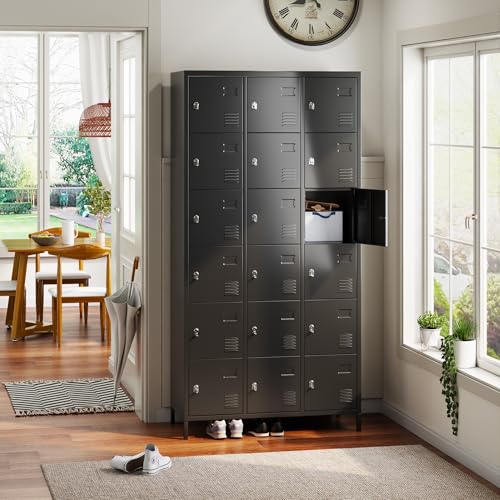 Image of Aobabo 18 Doors Metal Lockers for Employees, Steel Storage Lockers with Locks for Office, Gym, Garage, 15.7 inch D x 35.43 inch W x 72 inch H Black,Assembly Required