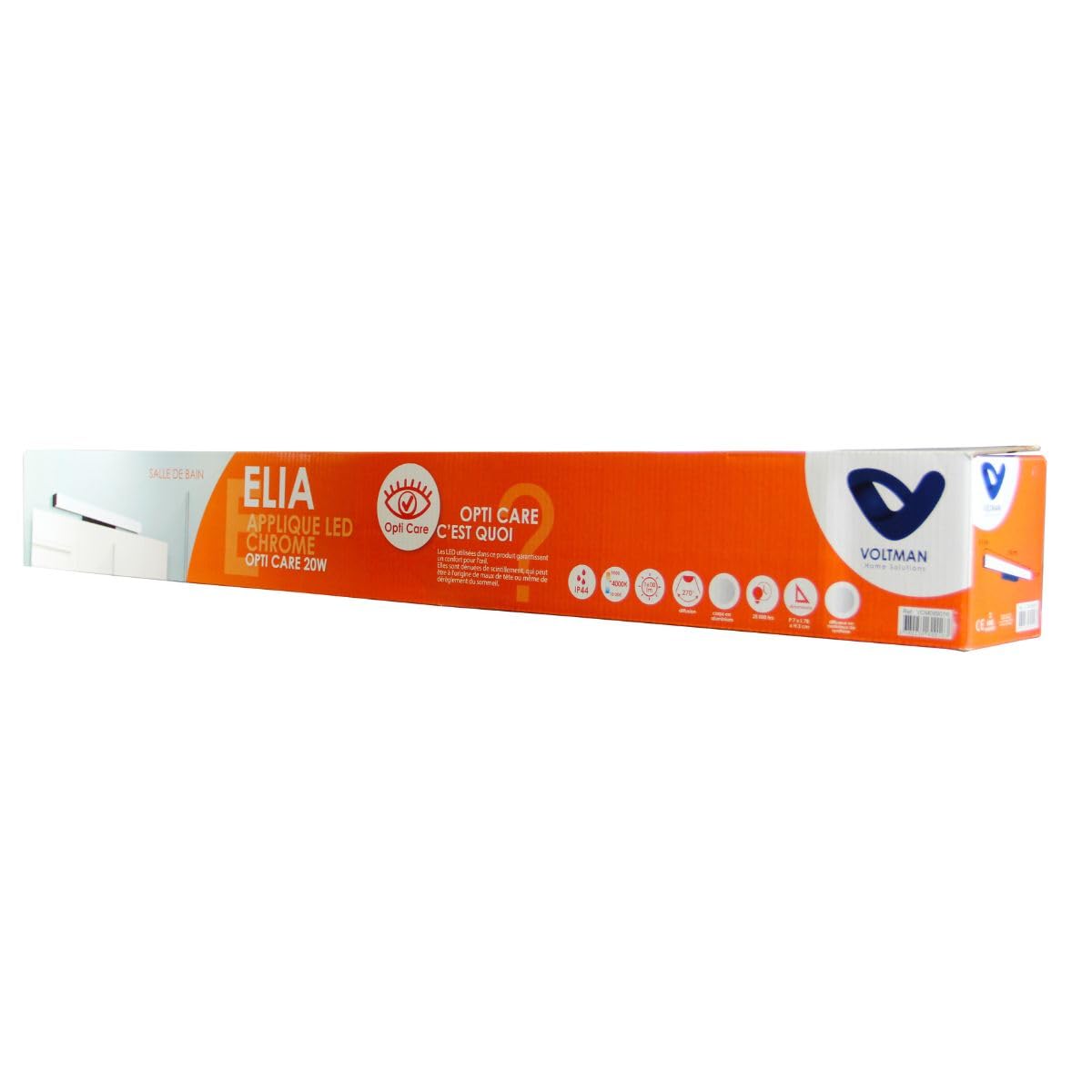 Voltman Aplique de espejo – Colección Elia – 41 cm – Cromo – 12 W – 960 LM 4000 K – IP44, Negro, 20 W