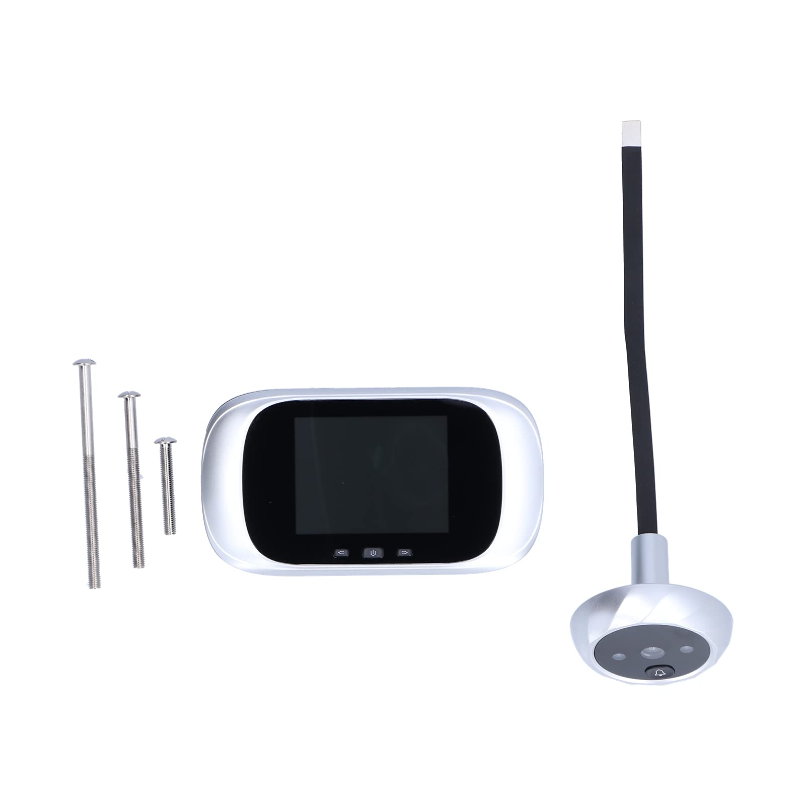 Cámara de timbre digital Pantalla LCD de 2,8 pulgadas Visión nocturna infrarroja Cámara de seguridad con visión gran angular para oficina en casa Material ABS Diseño compacto y (Argent)