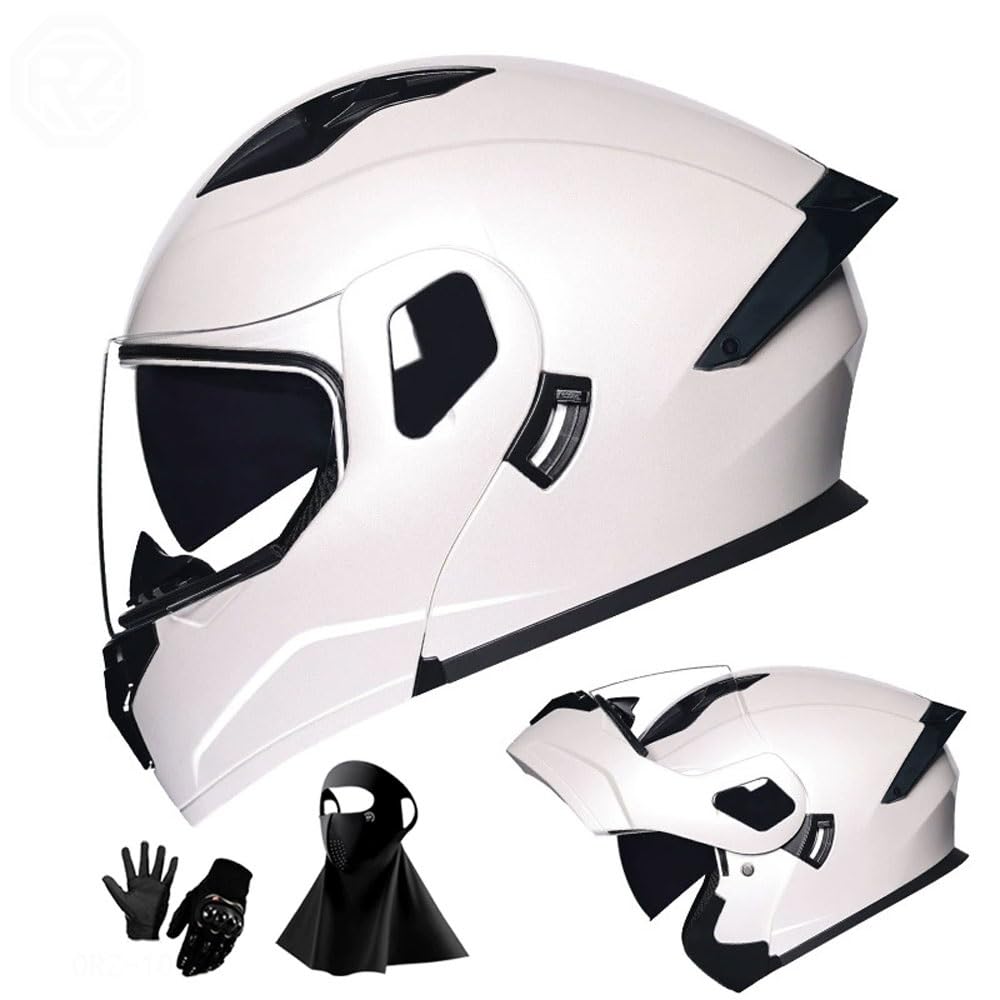 Ragopilen P32 Helmet, Full Face Motorcycle Helmet Approved 2 Visors Black Night Vision Adult Kids M-2Xl 3Pcs(,2Xl(61-62Cm))