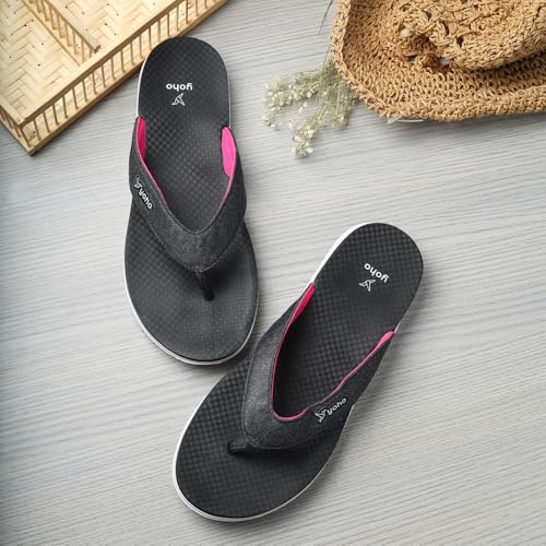 Image of YOHO Fauna 002 V-Strap Slippers for Women | Lightweight EVA Comfort | Platform Sole | Breathable Fabric Upper | Shock Absorption | Water-Resistant | Easy to Style