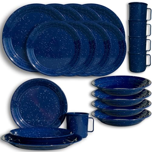 Vajilla de Plástico Tipo Peltre 16 Piezas Irrompibles Reutilizables – Plástico, parece Plato de Peltre – Picnic Fiesta Reuniones – Lavavajilla...