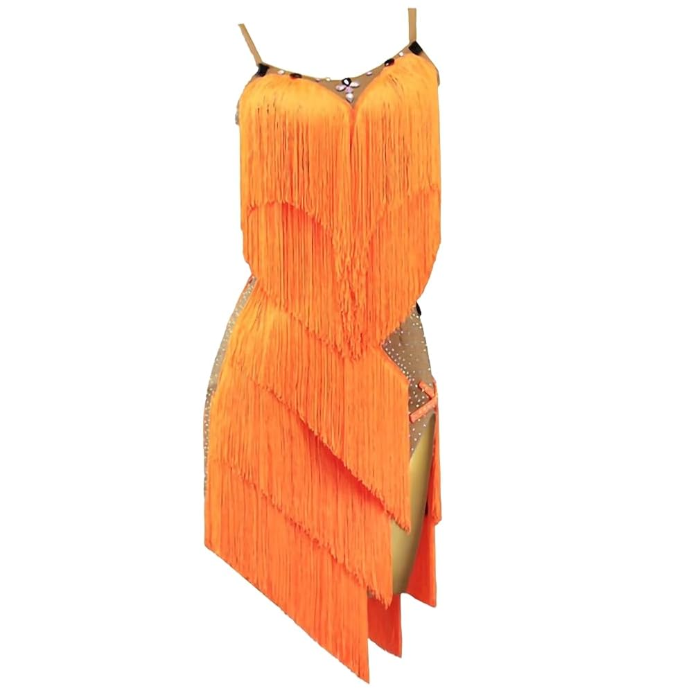 社交ダンス ラテンドレスフリンジオレンジ
