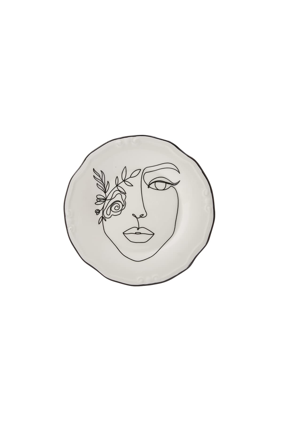 KARACA Assiettes à Gâteau Porcelaine Face 6 Pièces 6 Personnes Blanc Rondes 21 cm Plateaux à Dessert Pâtisserie Lavage Main Ne Passe Pas au Lave Vaisselle Ni Micro Ondes
