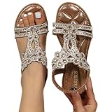 elegant sandal Generisch Sandaletten Damen Sandalen Sommerschuhe Mit Absatz Böhmischer Goldene Damensandalen Breite Bequem Elegant Slides Römersandalen Strandschuhe Bronze 35