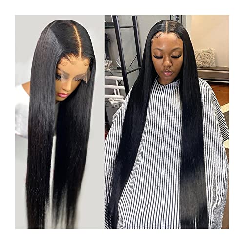 Perruque cheveux humains longs et lisses en dentelle transparente de qualité Remy