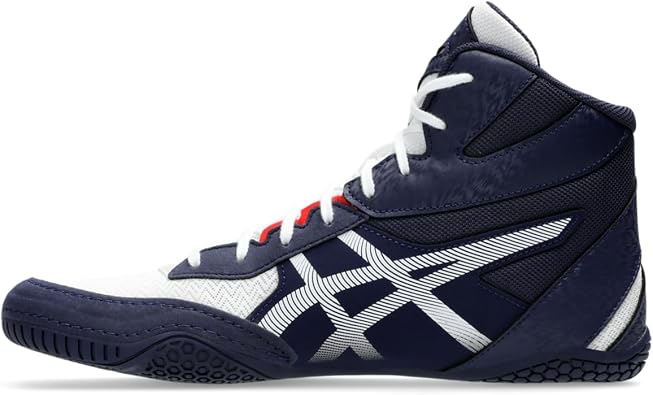 ASICS Men's MATCONTROL 3 Wrestling Shoe, White/Classic Red, 9 M US