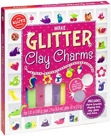 Klutz Make Glitter Clay Charms Craft Kit, 8" Length x 1.25" Width x 9" Height
