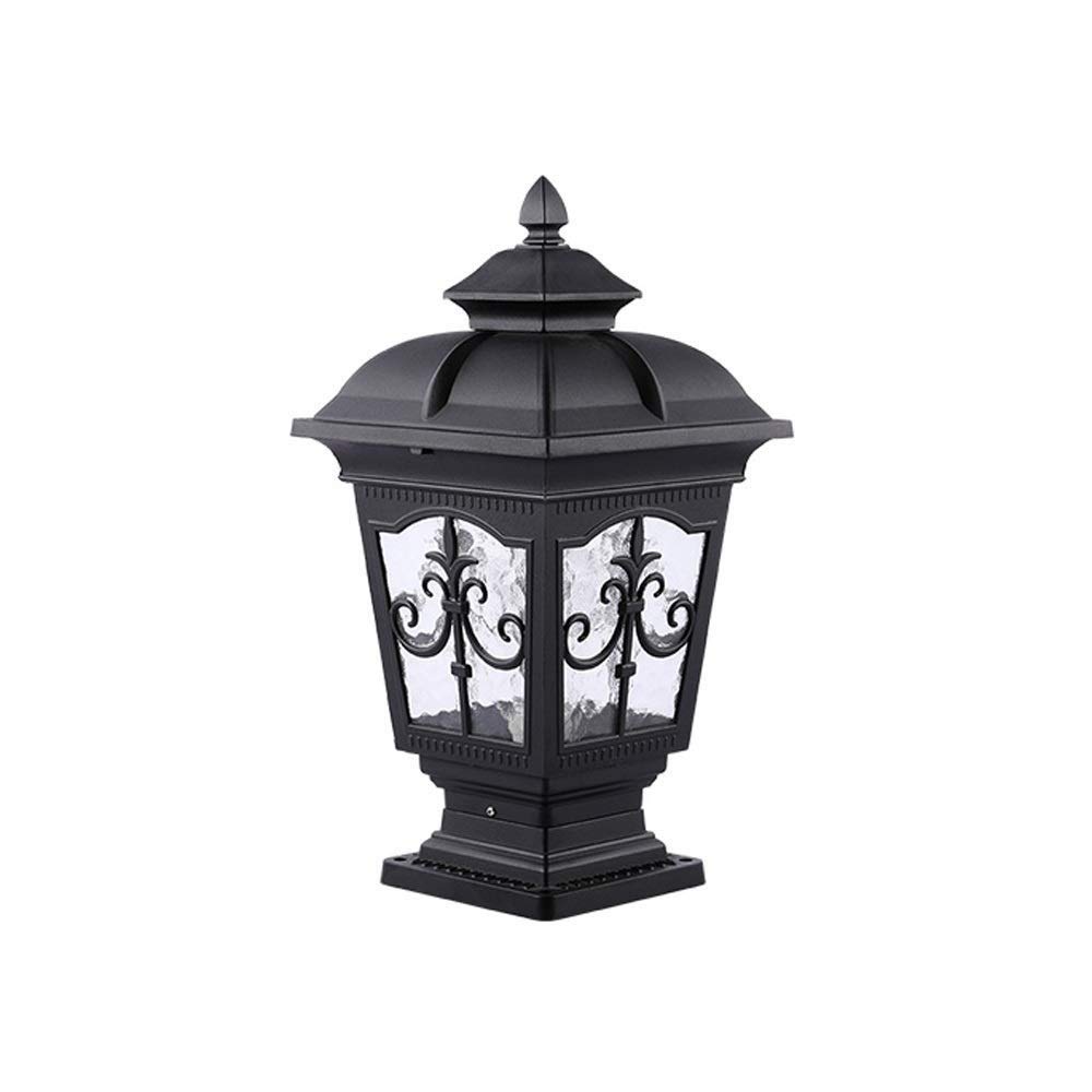 QUSYZD Post Lights Outdoor,European Column Headlight Outdoor Fence Pillar Light Waterproof Outdoor Garden Villa Garden Light Landscape Lighting E27 Decoration Illumination Alum,Black-Large