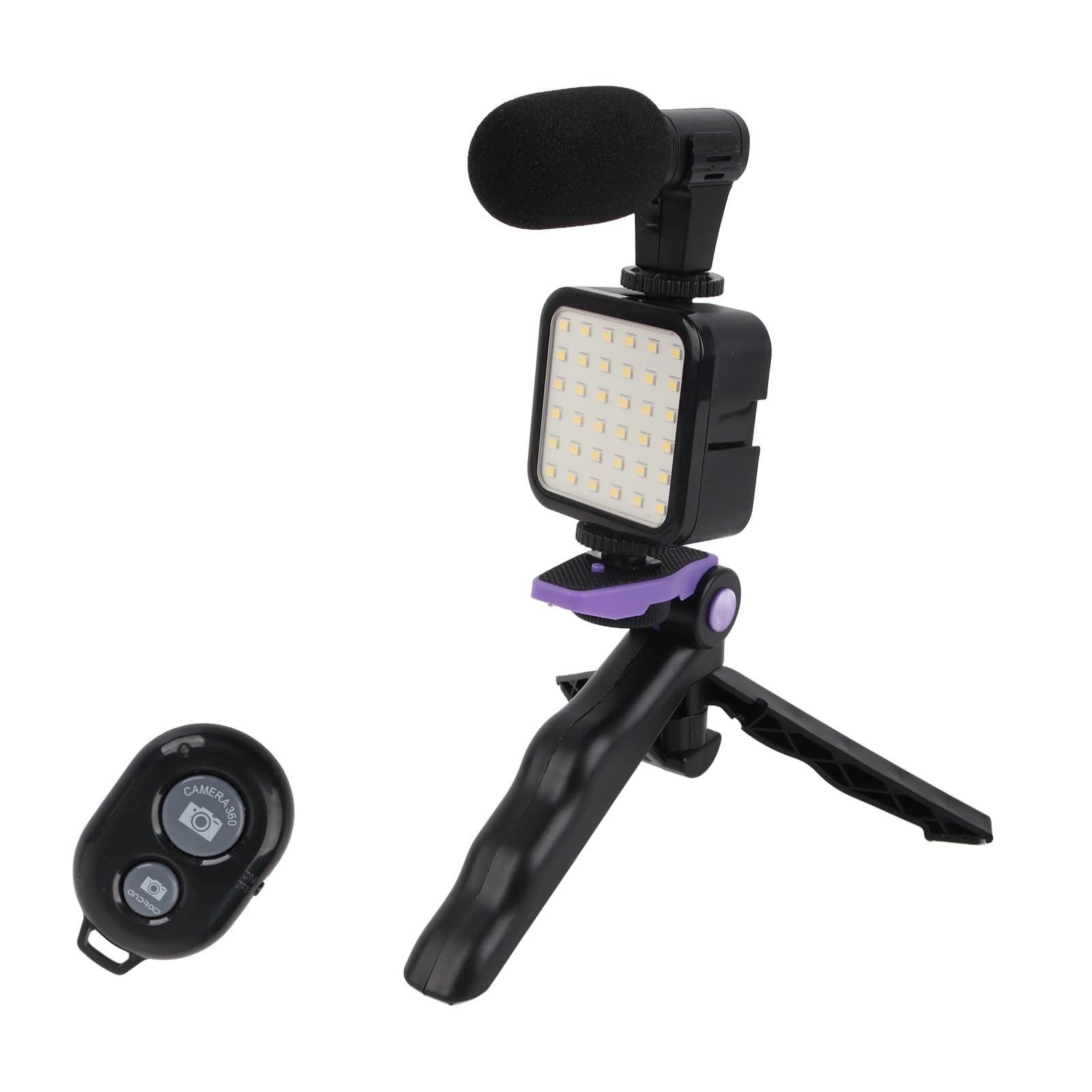 Set professionale per riprese video dal vivo con microfono e treppiede per interni ed esterni, nero, 5 pezzi