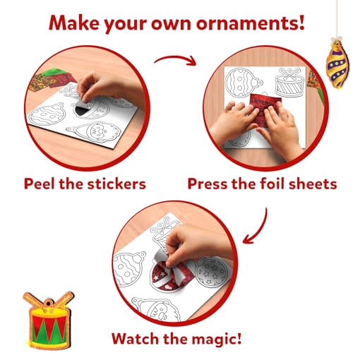 Image of Skillmatics Foil Fun - Christmas Ornaments, Mess Free Art for Kids, Festive Holiday Craft Kits, DIY Decor Creative Activity, Gifts for Girls & Boys Ages 4, 5, 6, 7, 8, 9, and Up