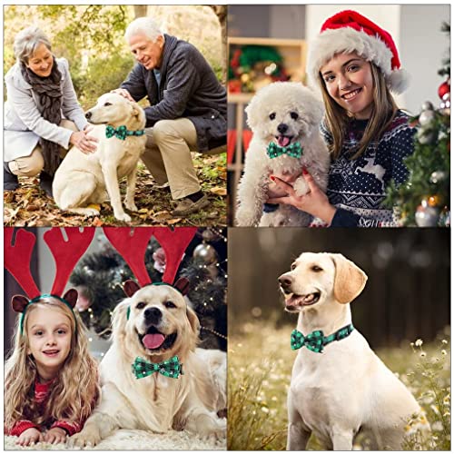 Asvin Weihnachten Hundehalsband, mit Hunde Fliege Abnehmbarer, Weich und Bequem Hunde Halsband Einstellbar, für Wenige Mittlere und Große Hunde
