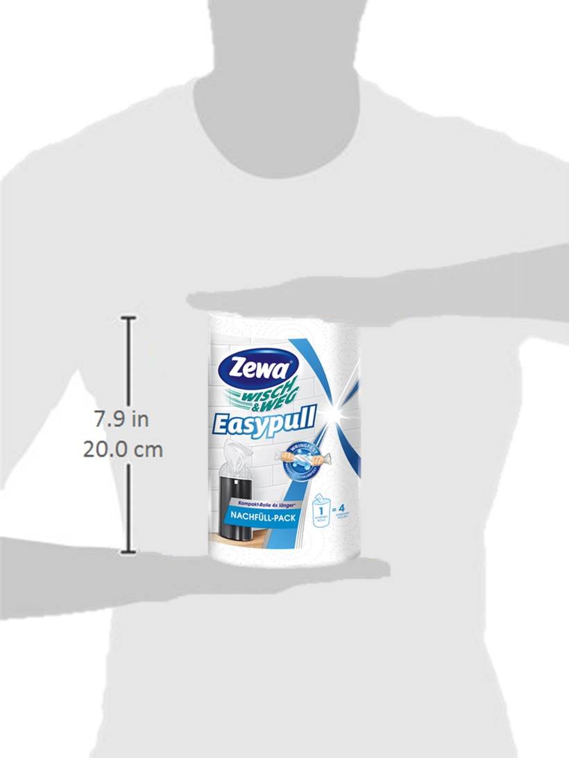 Zewa Wisch und Weg Easypull Nachfüllrolle für mobilen Papierspender, saugstarke und reißfeste Wischtücher Kompaktrolle, 6 Rollen x 160 Blatt