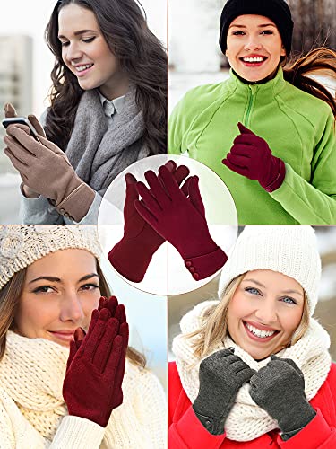 Image of Patelai 3 Pairs Womens Gloves Winter Touchscreen Texting Phone Windproof Gloves Warm Fleece Lined Cold Weather